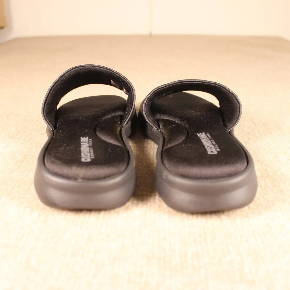 Cushionaire Memory Foam Slide Sandals Black Textured Strap Womens 7M EU 37